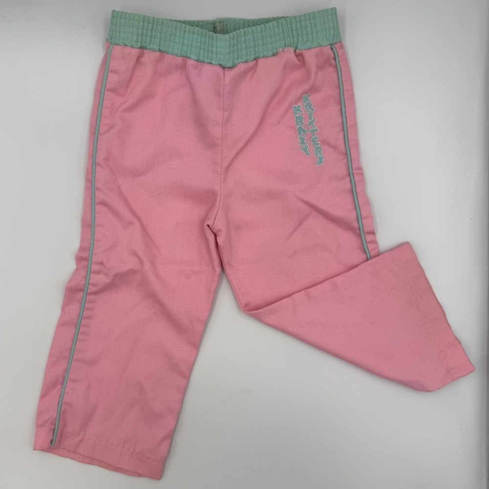 Vintage 80s Krazy Kritters Pink Pants 2T–Made in USA, Cartoon Tag, Color‎ Block